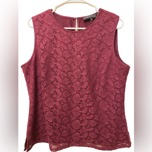 KASPER lace sleeveless top- EUC! Color: merlot/ burgundy - Picture 1 of 2